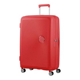 TROLLEY GRANDE AMERICAN TOURISTER SOUNDBOX CORAL RED 77-28 EXP SPINNER