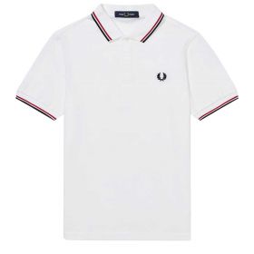 POLO UOMO FRED PERRY TWIN TIPPED WHITE/RED/NAVY M3600 121