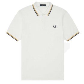 POLO UOMO FRED PERRY TWIN TIPPED SNOW/GOLD/BLACK M3600 121